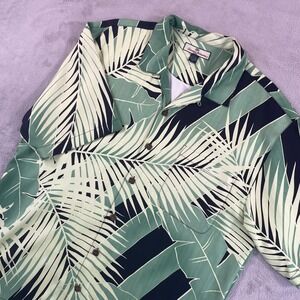 TOMMY BAHAMA Camp Loop Collar Shirt Men Large Multi Palms Hawaiian Silk Aloha